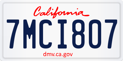 CA license plate 7MCI807