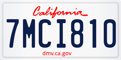 CA license plate 7MCI810