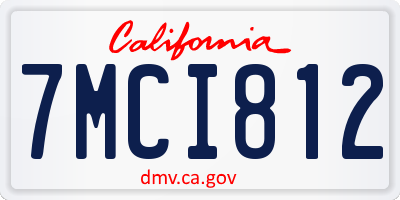 CA license plate 7MCI812