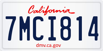 CA license plate 7MCI814