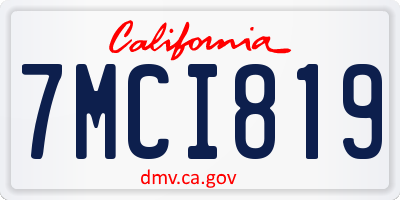 CA license plate 7MCI819