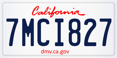 CA license plate 7MCI827