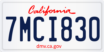 CA license plate 7MCI830