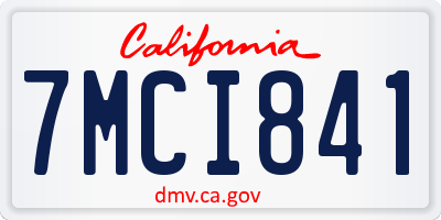 CA license plate 7MCI841