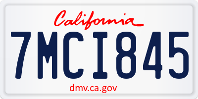 CA license plate 7MCI845
