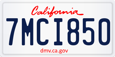 CA license plate 7MCI850