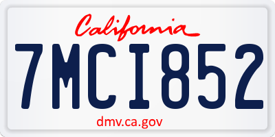 CA license plate 7MCI852