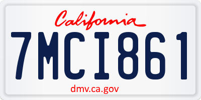 CA license plate 7MCI861