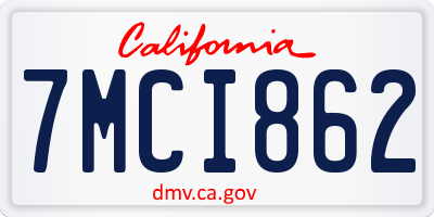 CA license plate 7MCI862