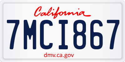 CA license plate 7MCI867