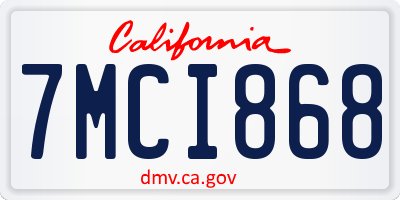 CA license plate 7MCI868