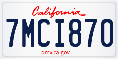 CA license plate 7MCI870