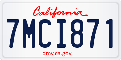 CA license plate 7MCI871