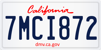 CA license plate 7MCI872
