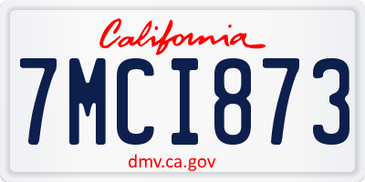 CA license plate 7MCI873