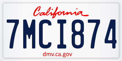 CA license plate 7MCI874