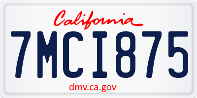 CA license plate 7MCI875