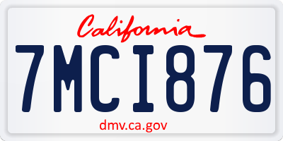 CA license plate 7MCI876