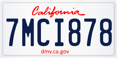 CA license plate 7MCI878