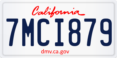 CA license plate 7MCI879