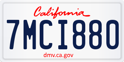 CA license plate 7MCI880