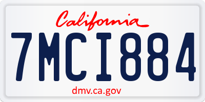 CA license plate 7MCI884