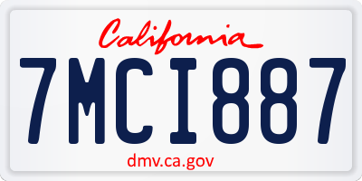 CA license plate 7MCI887