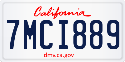 CA license plate 7MCI889