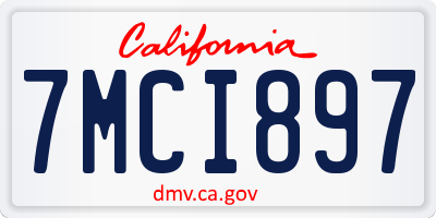 CA license plate 7MCI897