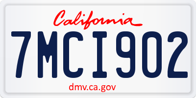 CA license plate 7MCI902