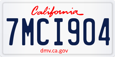 CA license plate 7MCI904