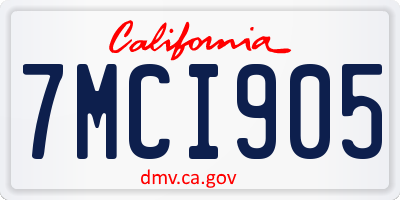 CA license plate 7MCI905