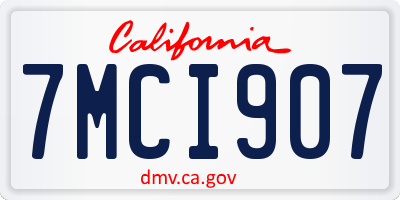 CA license plate 7MCI907