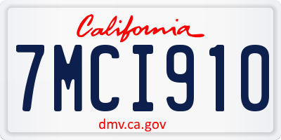 CA license plate 7MCI910