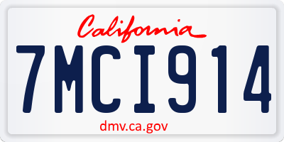 CA license plate 7MCI914