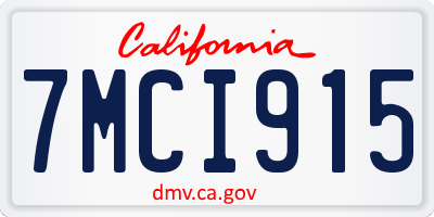 CA license plate 7MCI915