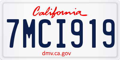 CA license plate 7MCI919