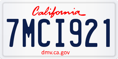 CA license plate 7MCI921