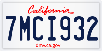 CA license plate 7MCI932