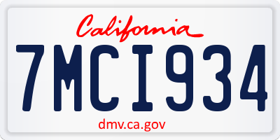 CA license plate 7MCI934