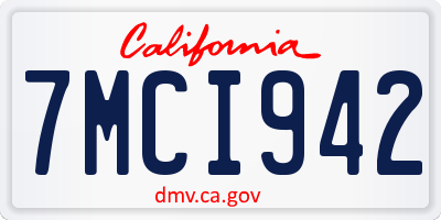 CA license plate 7MCI942