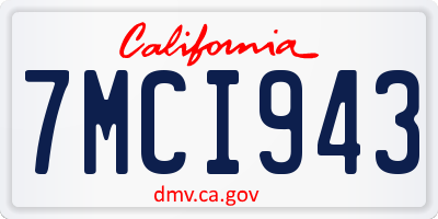 CA license plate 7MCI943