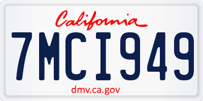 CA license plate 7MCI949