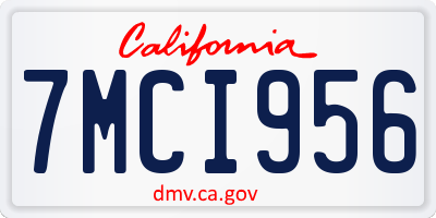 CA license plate 7MCI956