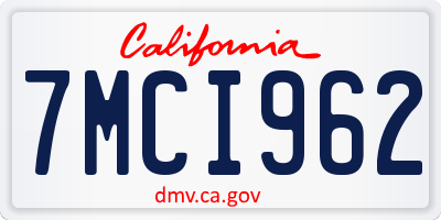 CA license plate 7MCI962