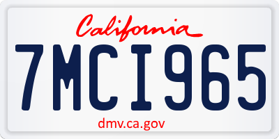 CA license plate 7MCI965