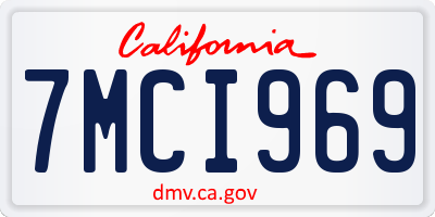 CA license plate 7MCI969