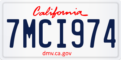 CA license plate 7MCI974