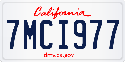 CA license plate 7MCI977