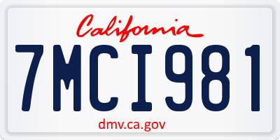 CA license plate 7MCI981